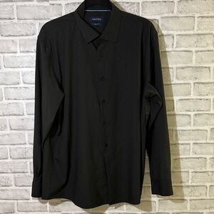 Nautica Men's Black Dress long sleeve Shirt, slim fit, 17-17.5 neck
